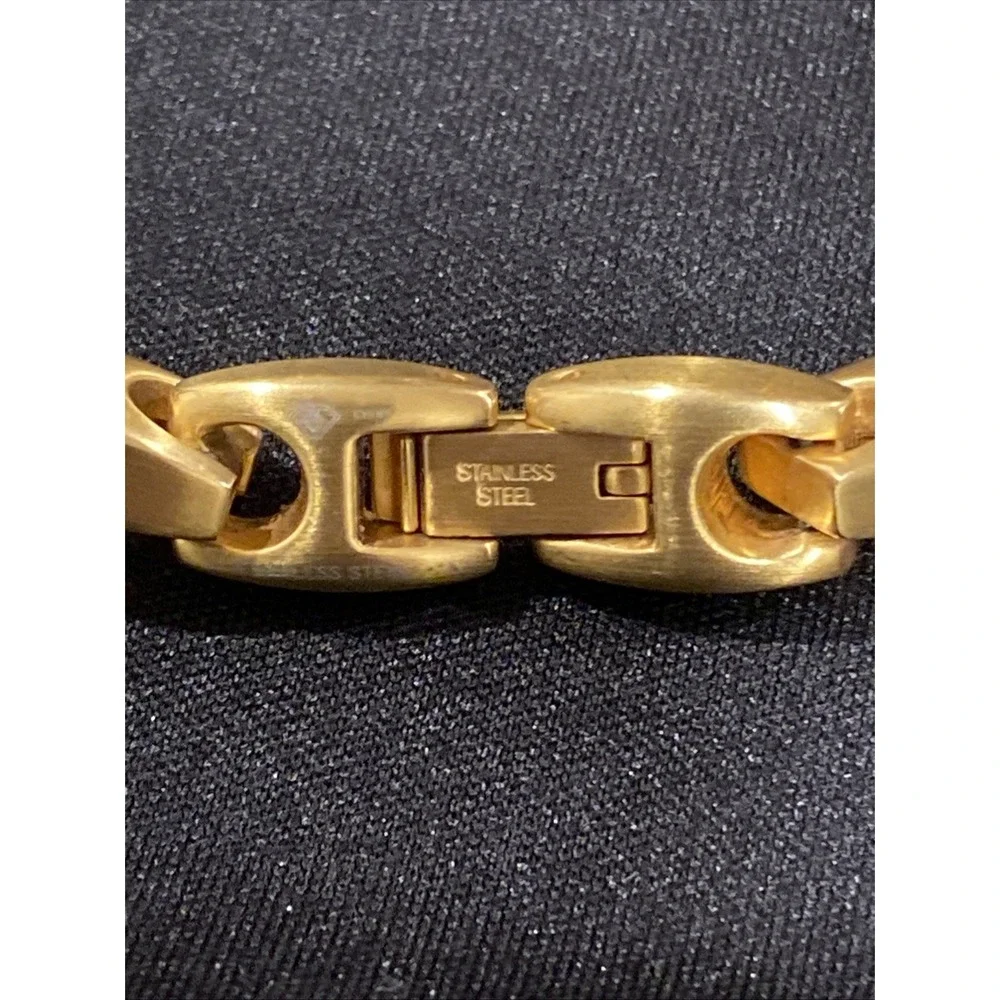 Men's 10mm Gold Tone Stainless Steel Anchor Link Chain Bracelet 9.25 Inch, 56 gm